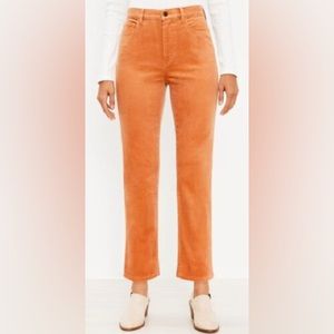 Loft Curvy Straight Cropped Corduroy Pants in Light Sienna Tan